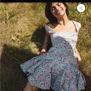 LATEST SCOOP Floral Square Neck Mini Dress